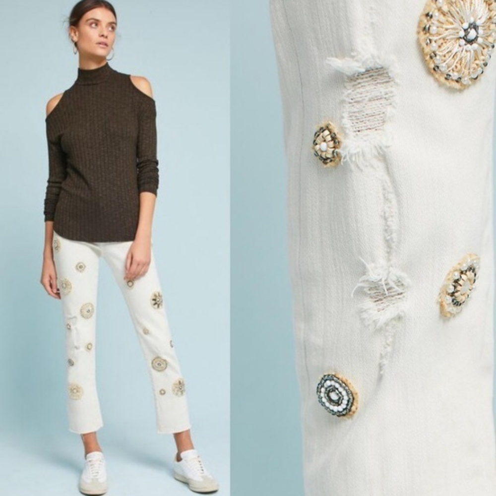 NWOT ANTHROPOLOGIE Medallion Embellished 27 Jeans